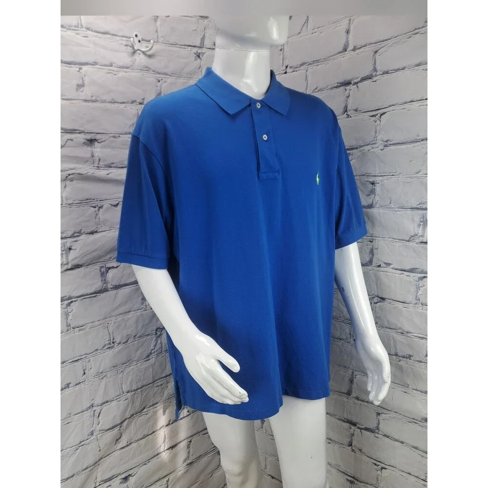 Polo Ralph Lauren Men's Polo Shirt Blue Yellow Pony Big and Tall Size 2XB